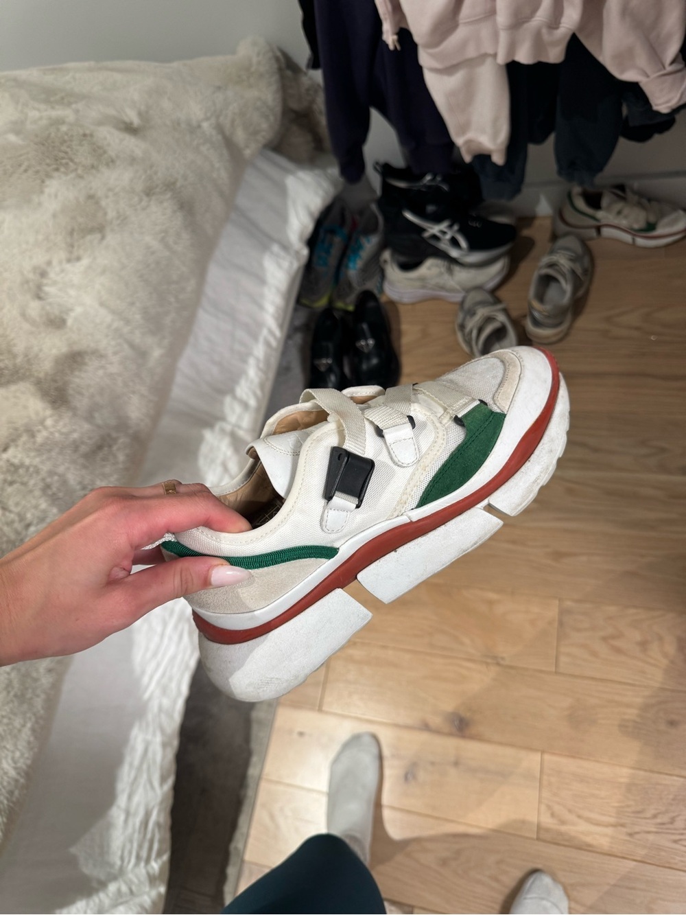 Chloe Cream Sneakers with Green & Rust Accents